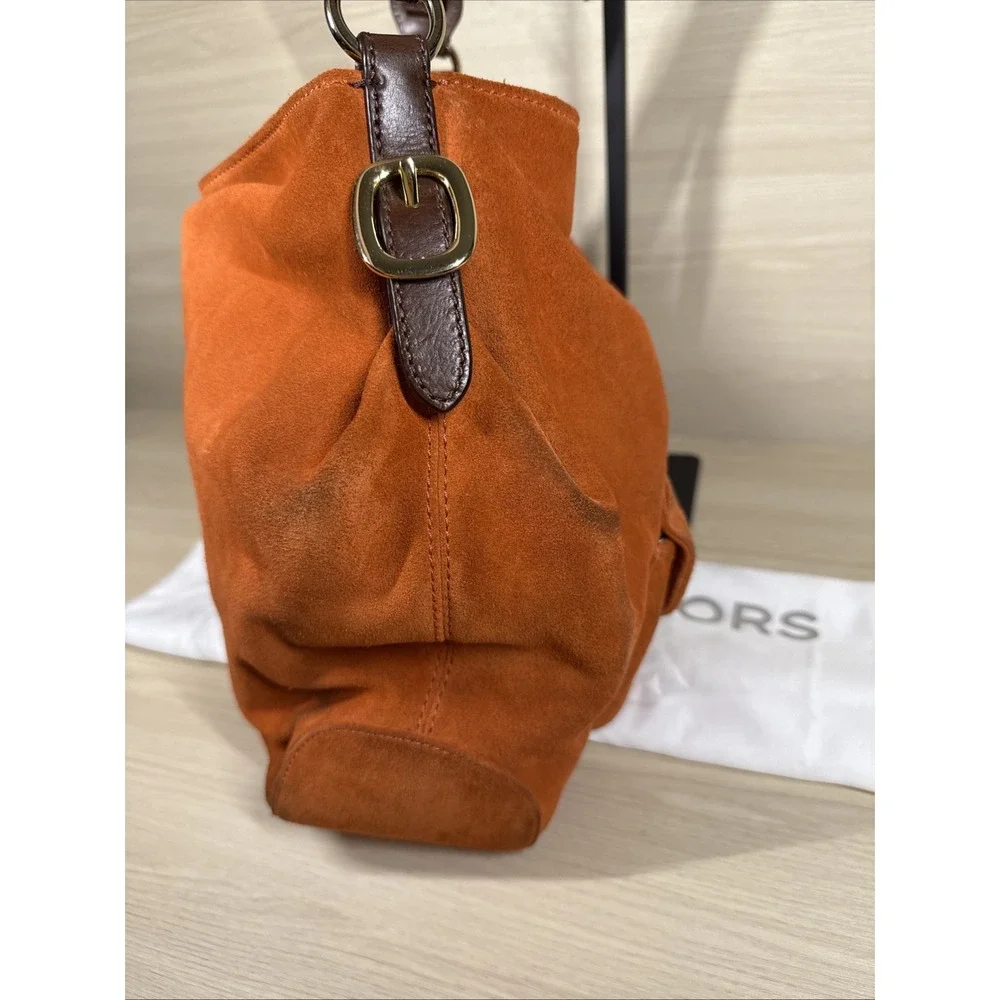 Michael Kors Brown Suede Large Suede Hobo Slouchy Bag Purse‎ Buckle Shoulder - Picture 6 of 9